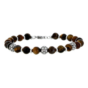 BRACCIALE UOMO IN PIETRA E ACCIAIO CM 19+3