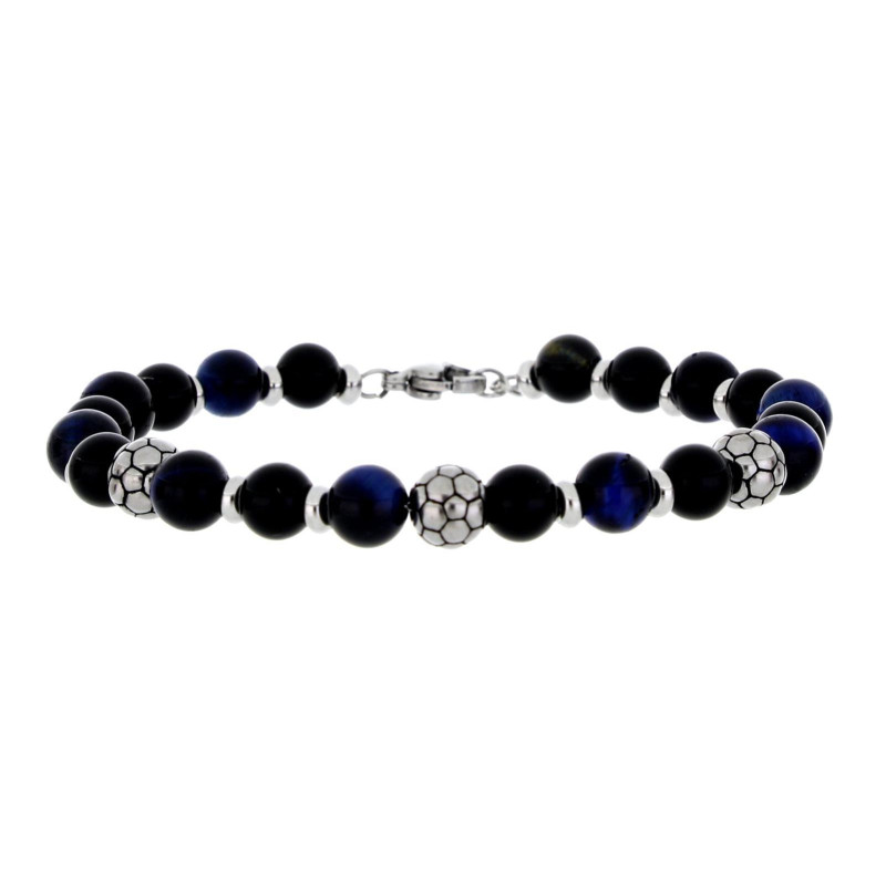 BRACCIALE UOMO IN PIETRA E ACCIAIO CM 19+3