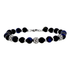 BRACCIALE UOMO IN PIETRA E ACCIAIO CM 19+3