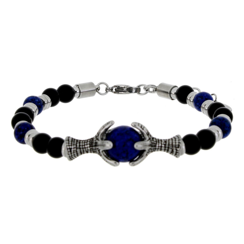 BRACCIALE UOMO IN PIETRA E ACCIAIO CM 19+3