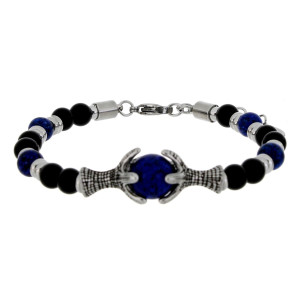 BRACCIALE UOMO IN PIETRA E ACCIAIO CM 19+3