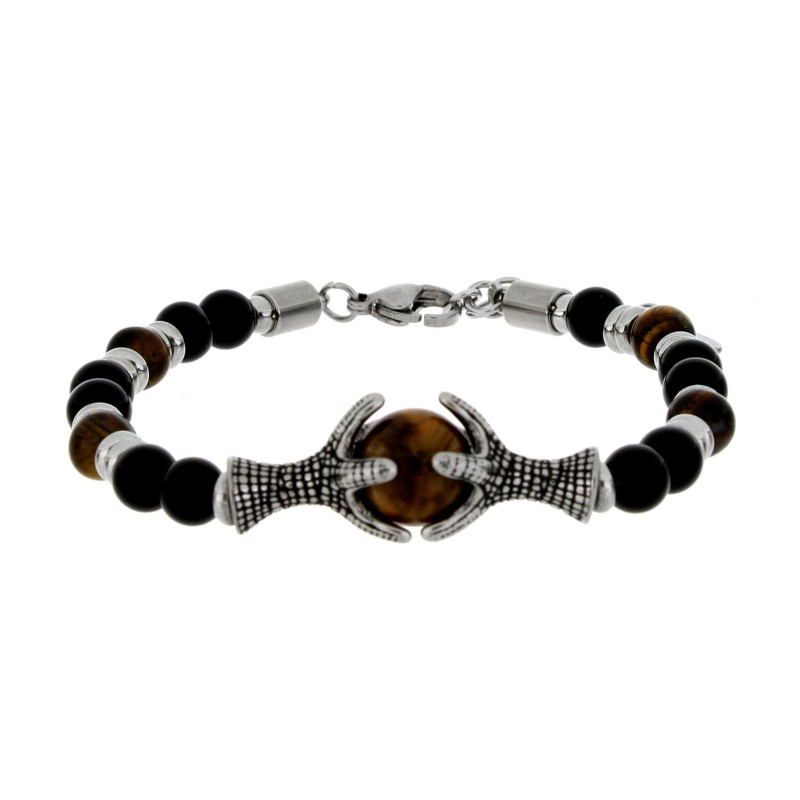 BRACCIALE UOMO IN PIETRA E ACCIAIO CM 19+3