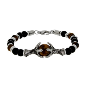 BRACCIALE UOMO IN PIETRA E ACCIAIO CM 19+3