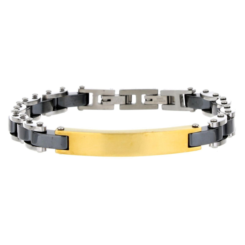 BRACCIALE CM 21 UOMO IN ACCIAIO E CERAMICA