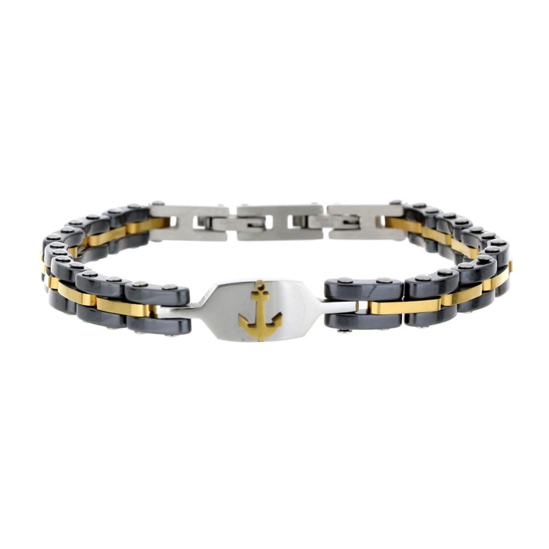 BRACCIALE CM 19 UOMO IN ACCIAIO E CERAMICA