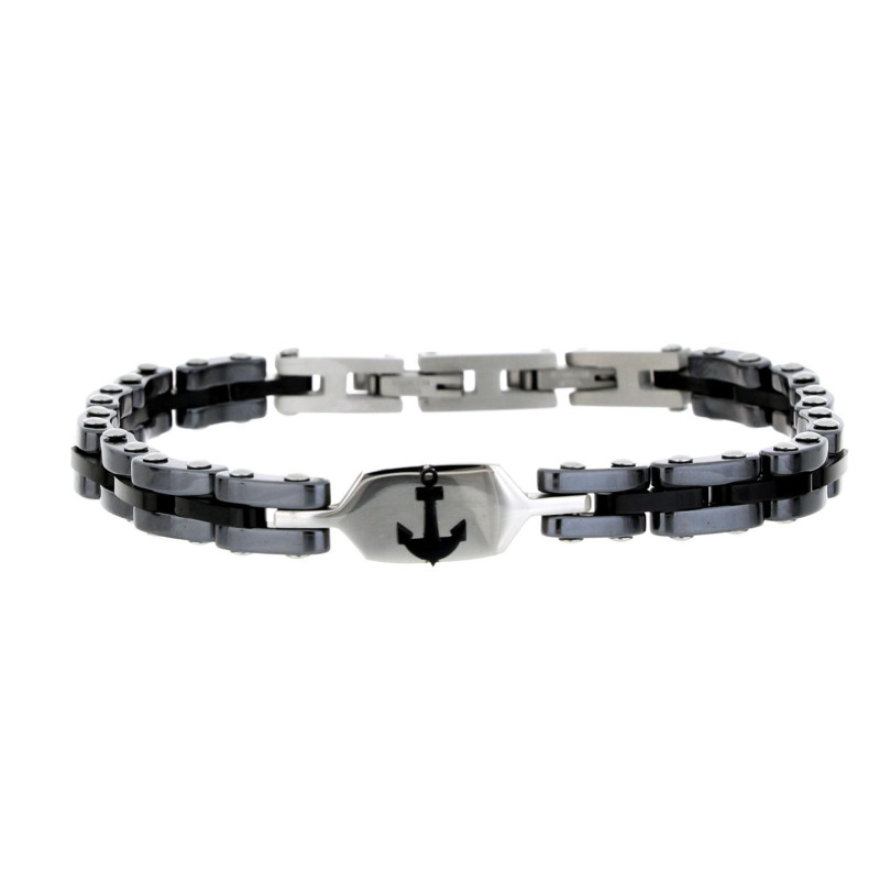 BRACCIALE CM 19 UOMO IN ACCIAIO E CERAMICA