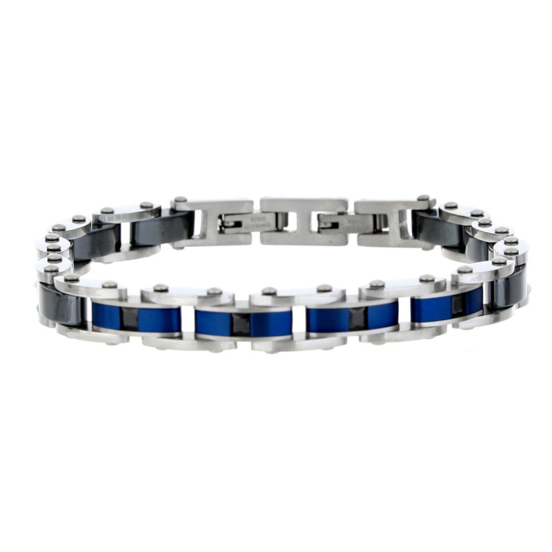 BRACCIALE CM 19 UOMO IN ACCIAIO E CERAMICA