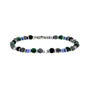 BRACCIALE UOMO IN PIETRA E ACCIAIO CM 19