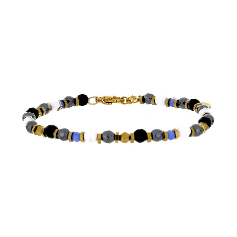 BRACCIALE UOMO IN PIETRA E ACCIAIO CM 19