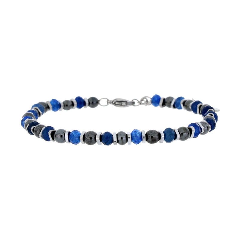 BRACCIALE UOMO IN PIETRA E ACCIAIO CM 18+3