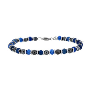 BRACCIALE UOMO IN PIETRA E ACCIAIO CM 18+3