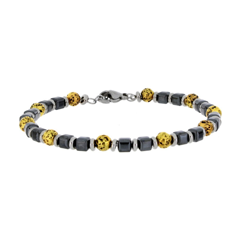 BRACCIALE UOMO IN PIETRA E ACCIAIO CM 18+3