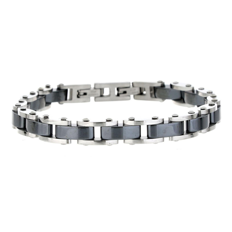 BRACCIALE CM 19 UOMO IN ACCIAIO E CERAMICA
