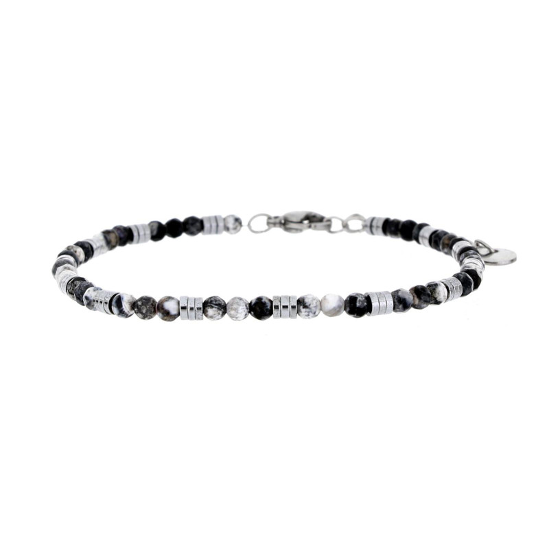 BRACCIALE UOMO IN PIETRA E ACCIAIO CM 18+3