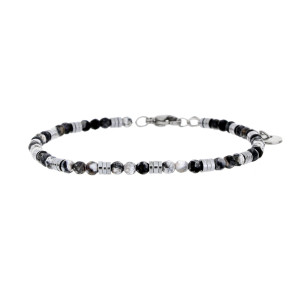 BRACCIALE UOMO IN PIETRA E ACCIAIO CM 18+3