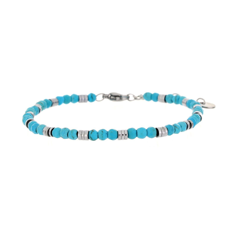 BRACCIALE UOMO IN PIETRA E ACCIAIO CM 18+3