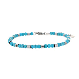 BRACCIALE UOMO IN PIETRA E ACCIAIO CM 18+3