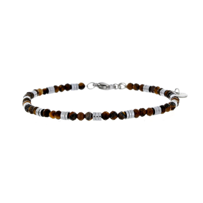 BRACCIALE UOMO IN PIETRA E ACCIAIO CM 18+3