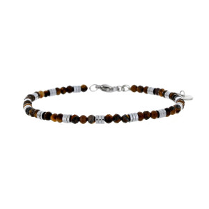 BRACCIALE UOMO IN PIETRA E ACCIAIO CM 18+3