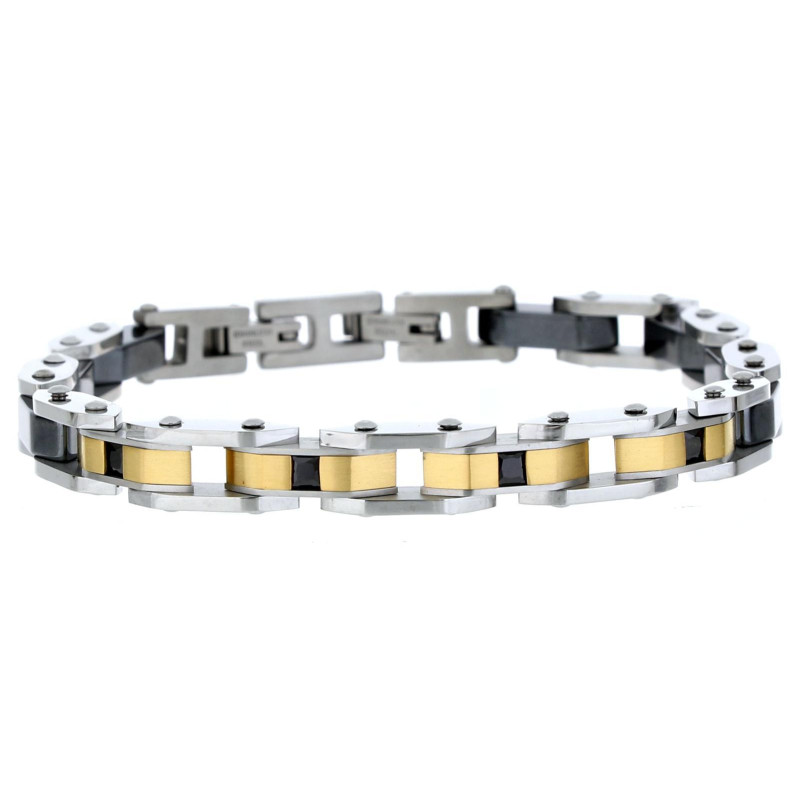 BRACCIALE CM 19 UOMO IN ACCIAIO E CERAMICA