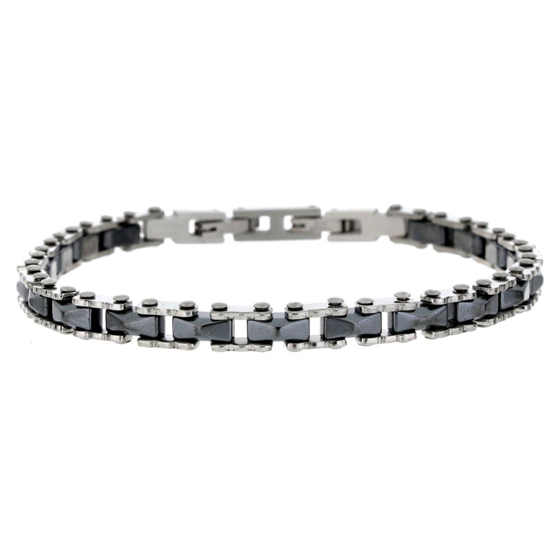 BRACCIALE UOMO E CERAMICA CM 19 IN ACCIAIO