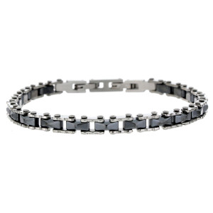 BRACCIALE UOMO E CERAMICA CM 19 IN ACCIAIO