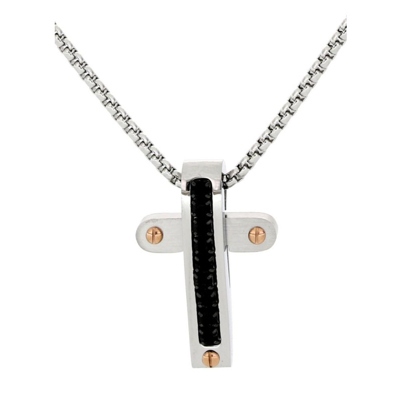 PENDENTE UOMO IN ACCIAIO CON CROCE
