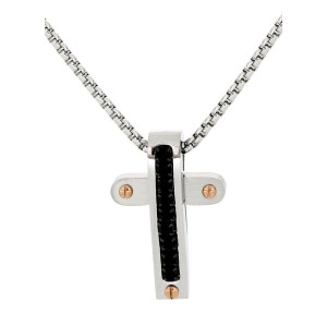 PENDENTE UOMO IN ACCIAIO CON CROCE