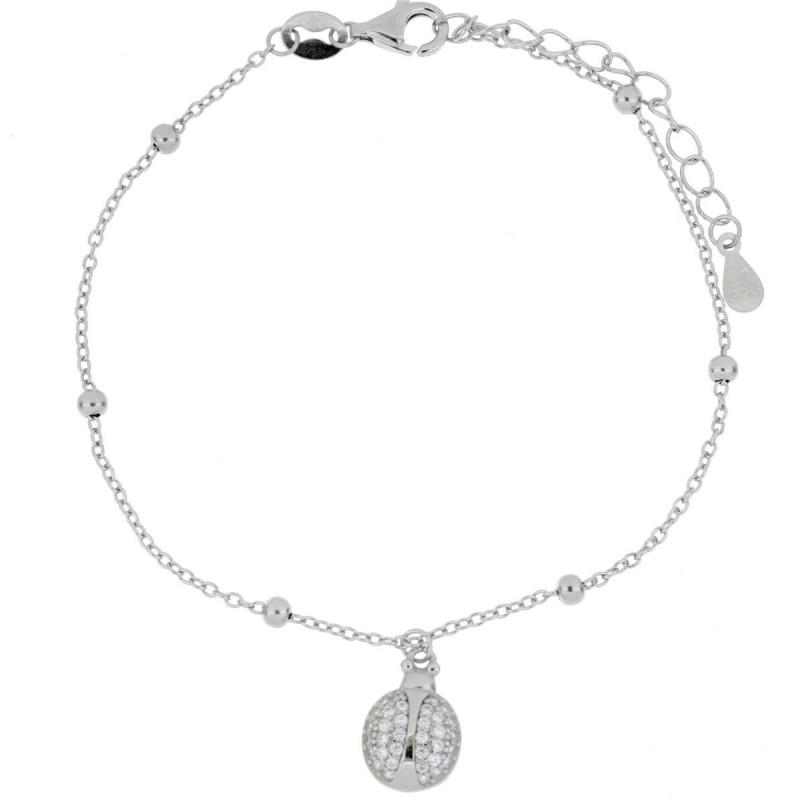 BRACCIALE CM 17+2 PORTAFORTUNA COCCINELLA MM 9 IN ARGENTO 925