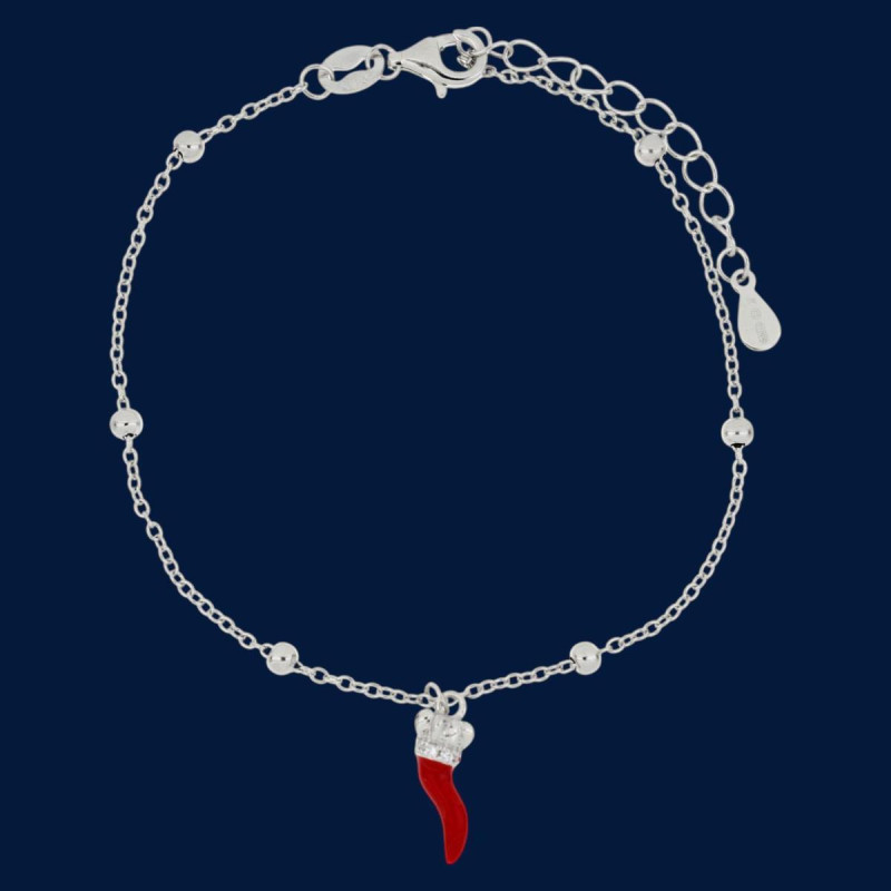BRACCIALE CM 17+2 PORTAFORTUNA COCCINELLA MM 9 IN ARGENTO 925
