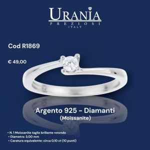 ANELLO "RIFLESSI" CON 1 DIAMANTE MOISSANITE MM 3 IN ARGENTO 925