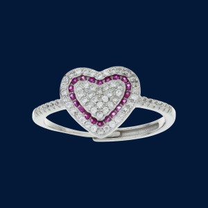 ANELLO MISTI CON CUORE IN ARGENTO 925