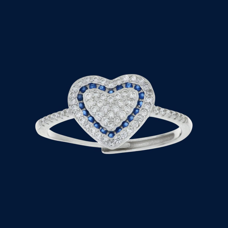 ANELLO MISTI CON CUORE IN ARGENTO 925