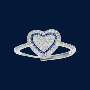 ANELLO MISTI CON CUORE IN ARGENTO 925