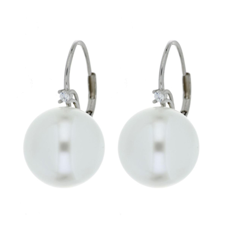 ORECCHINI MM 25 PERLA MM 14 ZIRCONE MM 2 IN ARGENTO 925