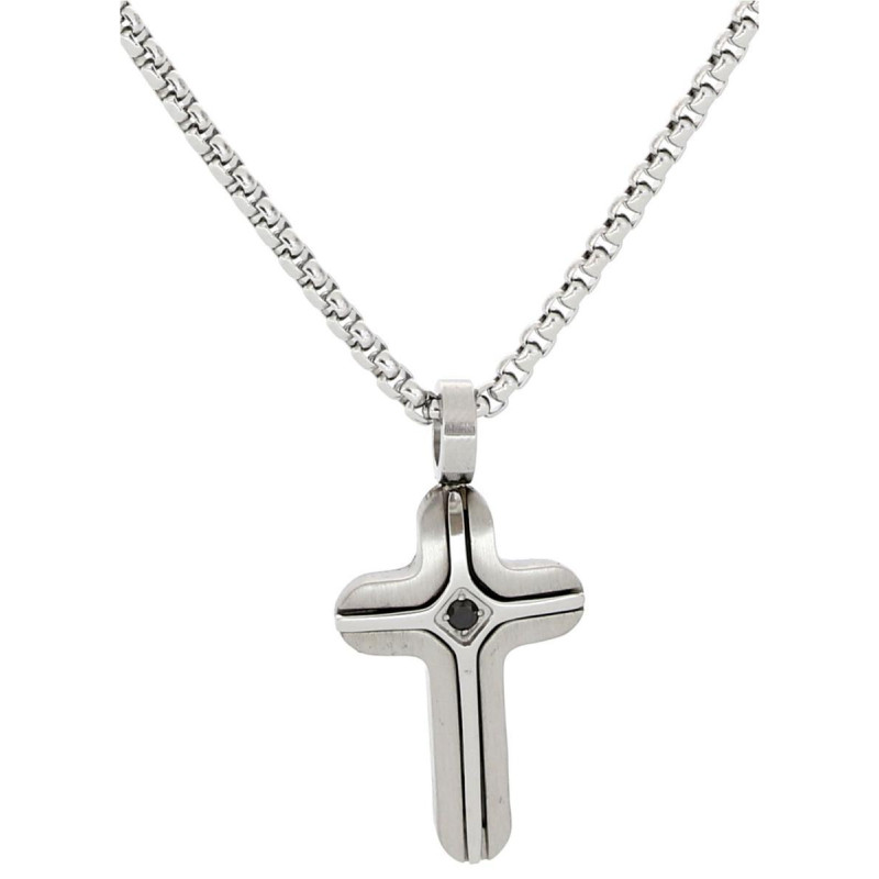 PENDENTE UOMO IN ACCIAIO CON CROCE