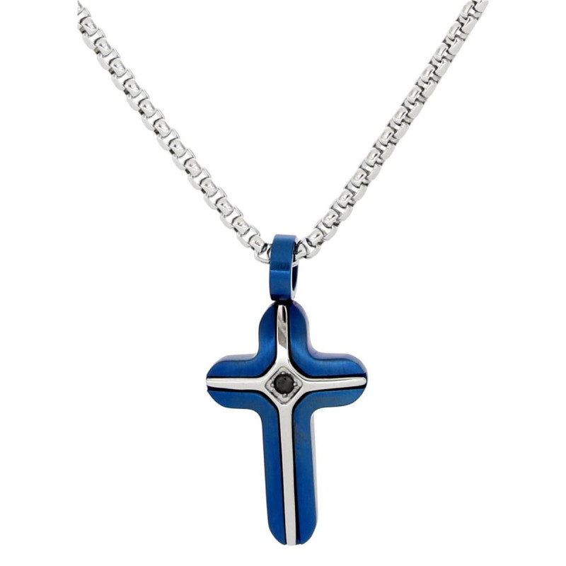 PENDENTE UOMO IN ACCIAIO CON CROCE