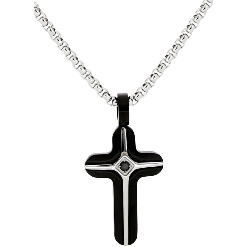 PENDENTE UOMO IN ACCIAIO CON CROCE