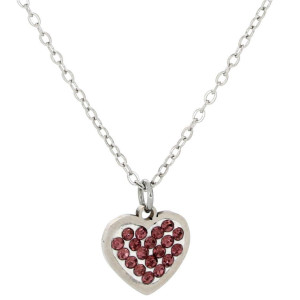 PENDENTE ADANA CON CUORE E ZIRCONI CM 47+5 ADANA IN ACCIAIO