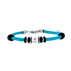BRACCIALE "PORTOFINO" AZZURRO CM 19+3 IN ACCIAIO