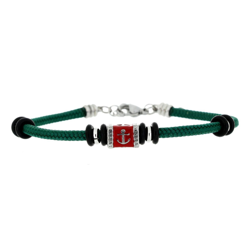 BRACCIALE "PORTOFINO" VERDE CM 19+3 IN ACCIAIO