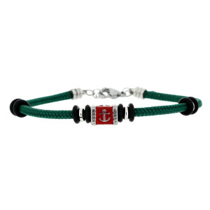 BRACCIALE "PORTOFINO" VERDE CM 19+3 IN ACCIAIO