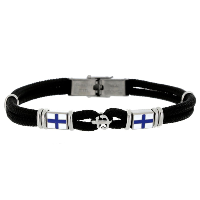 BRACCIALE "PORTOFINO" NERO CM 19+3 IN ACCIAIO