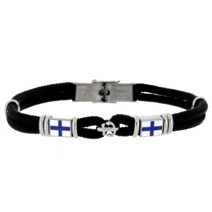 BRACCIALE "PORTOFINO" NERO CM 19+3 IN ACCIAIO