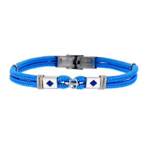 BRACCIALE "PORTOFINO" AZZURRO CM 19+3 IN ACCIAIO