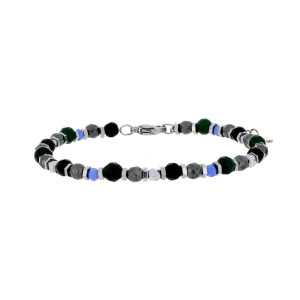 BRACCIALE UOMO IN PIETRA E ACCIAIO CM 19