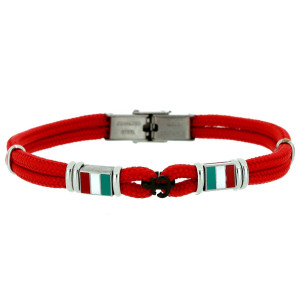 BRACCIALE "PORTOFINO" ROSSO CM 19+3 IN ACCIAIO
