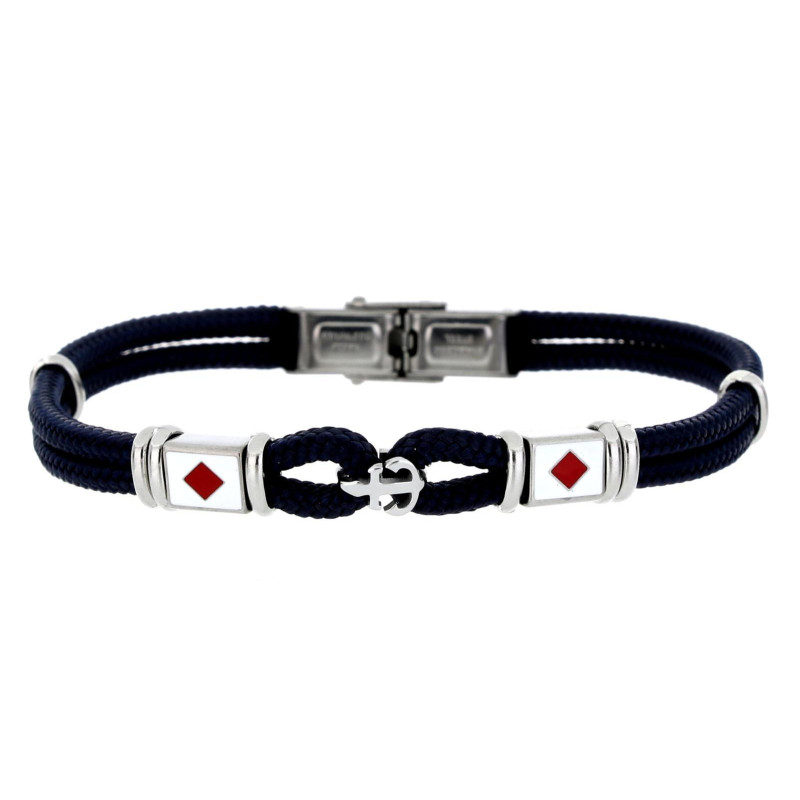 BRACCIALE "PORTOFINO" BLU NOTTE CM 19+3 IN ACCIAIO