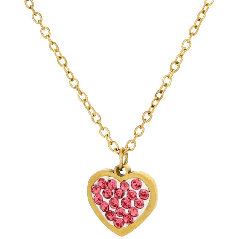 PENDENTE ADANA CON CUORE E ZIRCONI CM 47+5 ADANA IN ACCIAIO