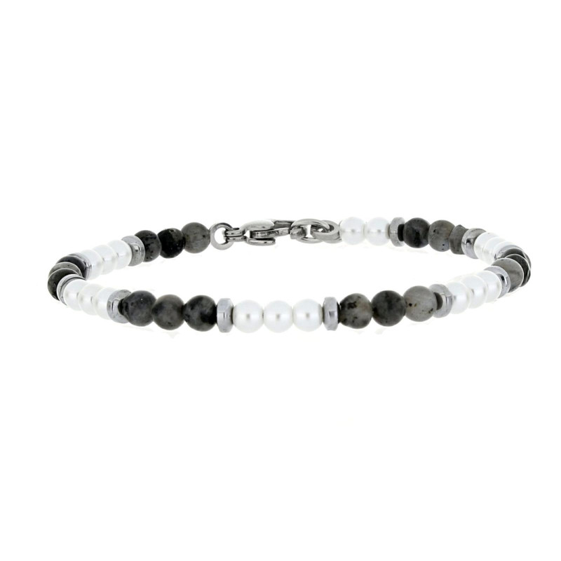 BRACCIALE UOMO IN PIETRA E ACCIAIO CM 18+3